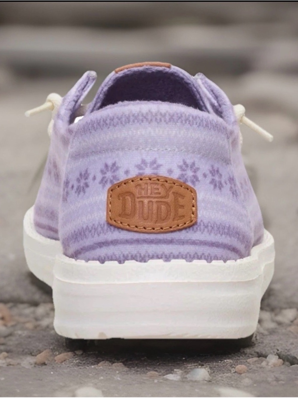 đź’ś Hey Dude Lavender Patterned Women's Slip-On Moccasins Size 7 New - Picture 5 of 5